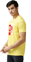 Eppe Printed Men Round Neck Yellow (No Excuses Printed) T-Shirt