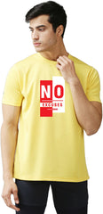 Eppe Printed Men Round Neck Yellow (No Excuses Printed) T-Shirt