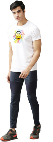 Eppe Printed Men Round Neck White (Smile Emoji Printed) T-Shirt