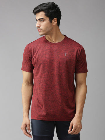 EPPE Men's Round Neck Half Sleeve Wine Melange Dry-fit Micro polyester Active Performance Sports T-Shirt