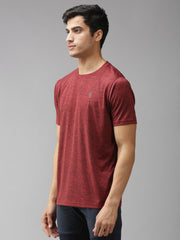 EPPE Men's Round Neck Half Sleeve Wine Melange Dry-fit Micro polyester Active Performance Sports T-Shirt