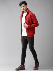 Eppe Solid Men Collared Neck Red Jackets