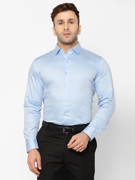 EPPE Men Solid Formal Light Blue Shirt