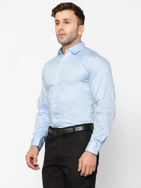 EPPE Men Solid Formal Light Blue Shirt