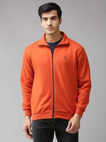 Eppe Solid Men Collared Neck Orange Jackets