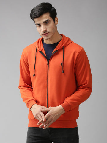 Eppe Solid Men Hooded Neck Orange Jackets