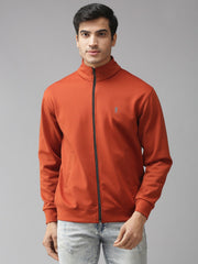 Eppe Solid Men Collared Neck Orange Jackets