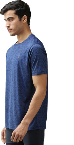 EPPE Men's Round Neck Half Sleeve Royal Blue Melange Dryfit Micropolyester Active Performance Sports Tshirt