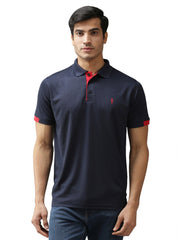 EPPE Men's Polo Neck Short Sleeve Navy-Red Dryfit Micropolyester Active Performance Tshirt