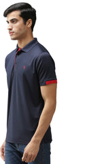 EPPE Men's Polo Neck Short Sleeve Navy-Red Dryfit Micropolyester Active Performance Tshirt