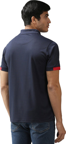 EPPE Men's Polo Neck Short Sleeve Navy-Red Dryfit Micropolyester Active Performance Tshirt