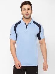 EPPE Solid Men Polo Neck Sky Blue T-Shirts