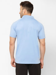 EPPE Solid Men Polo Neck Sky Blue T-Shirts