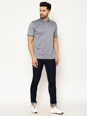 EPPE Solid Men Polo Neck Silver T-Shirts