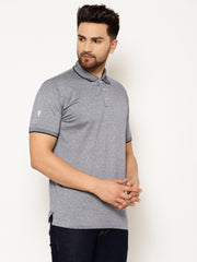 EPPE Solid Men Polo Neck Silver T-Shirts