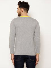 EPPE Solid Men Henley Neck Grey, Yellow T-Shirts