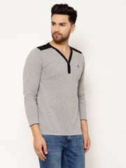 EPPE Solid Men Henley Neck Grey, Black T-Shirts