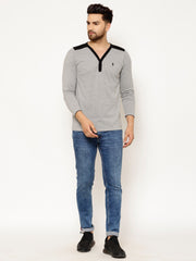 EPPE Solid Men Henley Neck Grey, Black T-Shirts