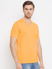 EPPE Solid Men V Neck Yellow T-Shirts