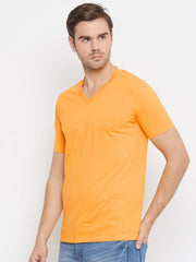 EPPE Solid Men V Neck Yellow T-Shirts