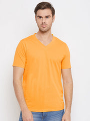 EPPE Solid Men V Neck Yellow T-Shirts