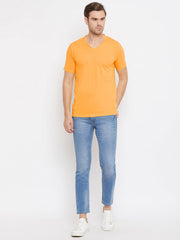 EPPE Solid Men V Neck Yellow T-Shirts