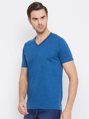 EPPE Solid Men V Neck Blue New T-Shirt