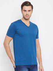 EPPE Solid Men V Neck Blue New T-Shirt