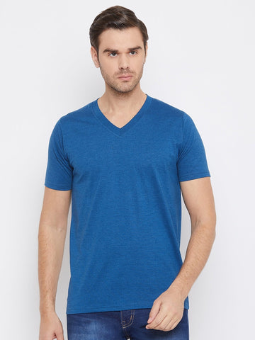 EPPE Solid Men V Neck Blue New T-Shirt