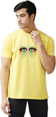 Eppe Printed Men Round Neck Yellow (Eye Printed) T-Shirt