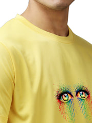 Eppe Printed Men Round Neck Yellow (Eye Printed) T-Shirt