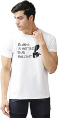 Eppe Printed Men Round Neck White (Silncisbtrthnbulsit Printed) T-Shirt