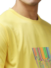 Eppe Printed Men Round Neck Yellow (Zebra Printed) T-Shirt