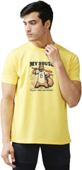 Eppe Printed Men Round Neck Yellow (Myhouse Printed) T-Shirt